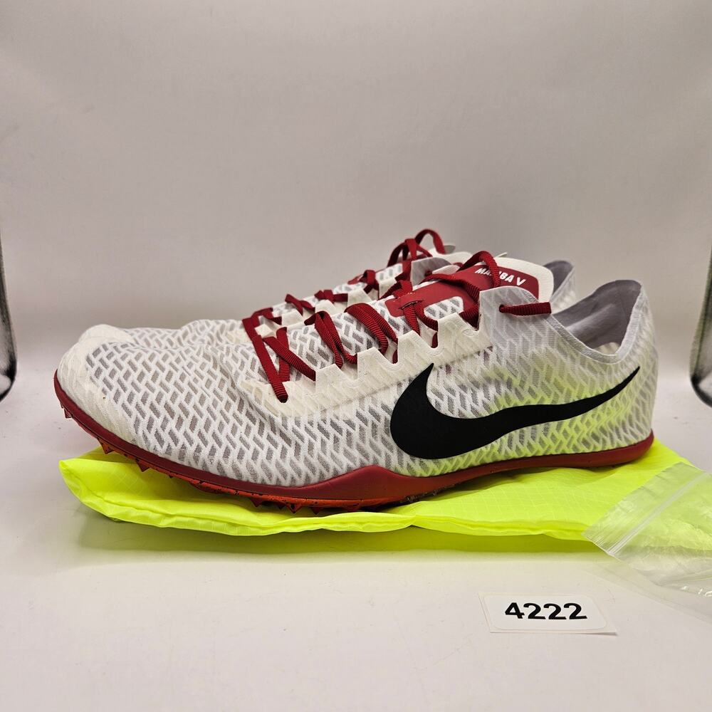 NIKE MEN'S 14 ZOOM MAMBA V BOWERMAN CLUB TRACK SPIKES WHITE RED AV3158-111